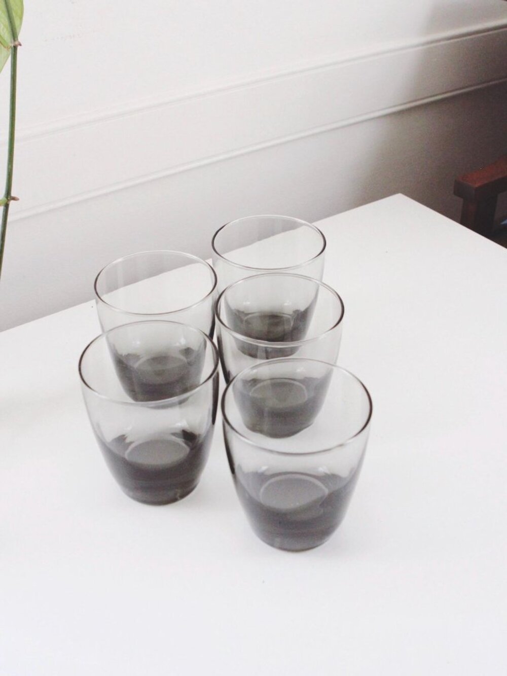 Vintage Tumblers Libbey Classic Smoke Gray Glass 70s Scandinavian Weighted Glass - Picture 2 of 4
